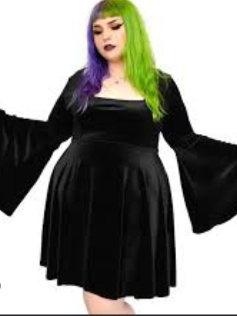 Black Velvet Bell-Sleeve Dress - Women's